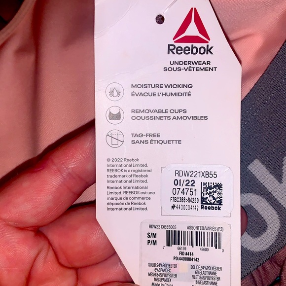 NWT PINK REEBOK SPORTS BRA S/M - Picture 2 of 2